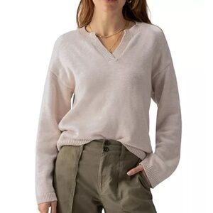 NWT Sanctuary Chill Vibes cotton tan henley neck sweater - roomy XS